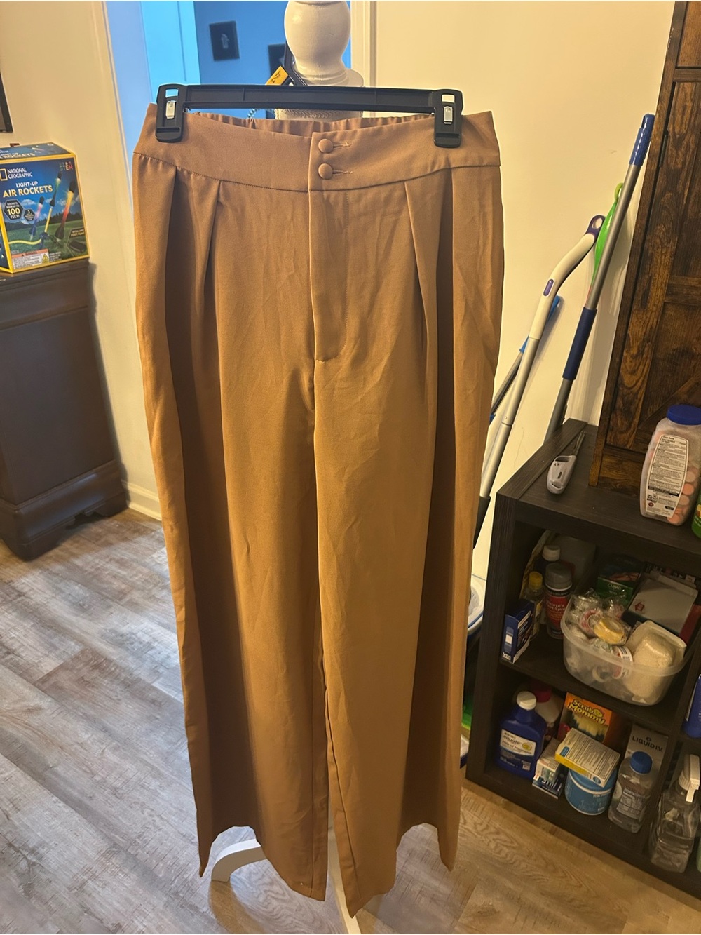 SHEIN High-Waist Wide Leg Pants — Brown